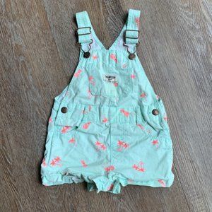 Palm Tree Pink Teal Vacation Tropical Overalls 18 month